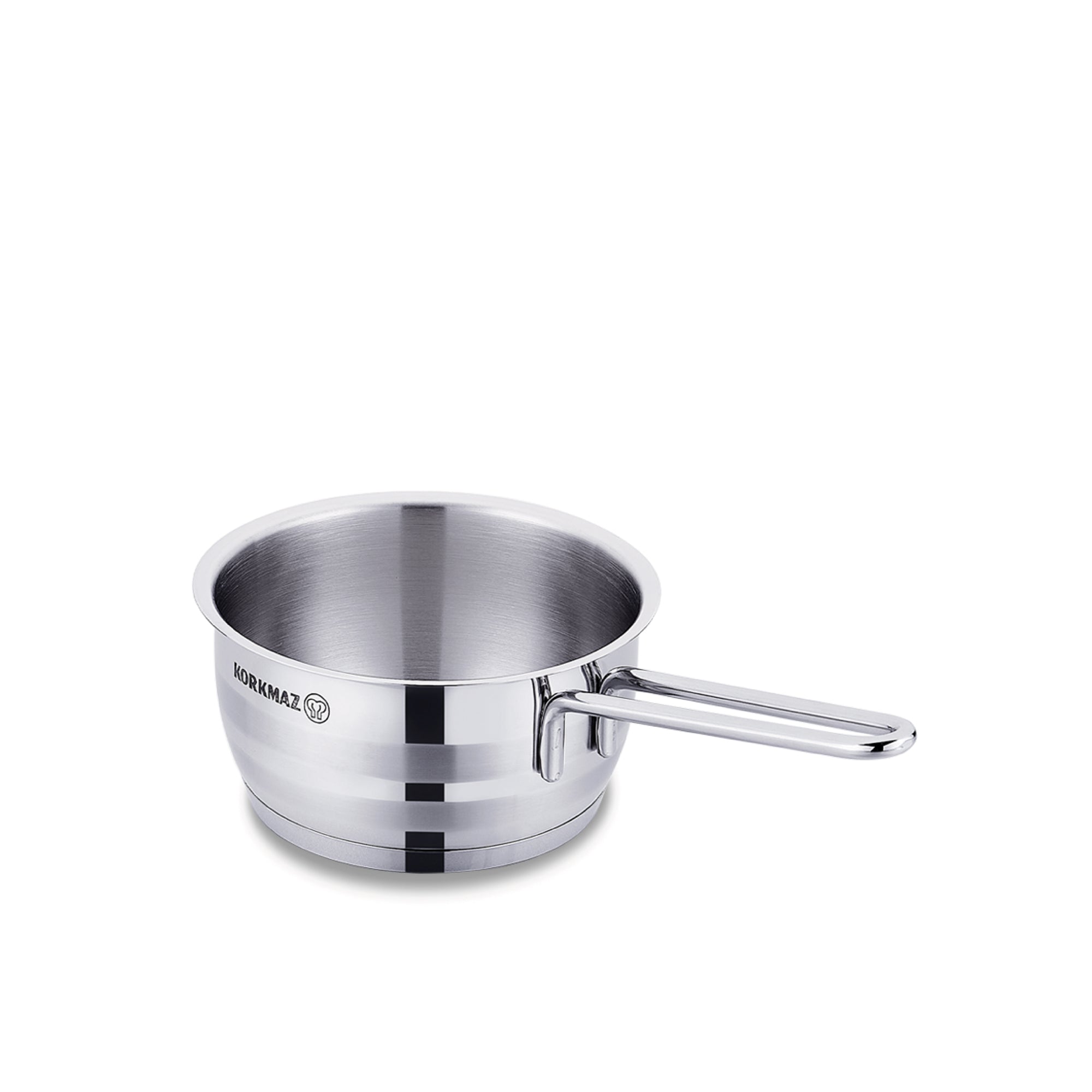 Korkmaz Astra Stainless Steel Saucepan without Lid 14X7 CM / 1.0 Ltr | Stainless Steel Induction Compatible Tri-Ply Bottom Saucepan | KA1891