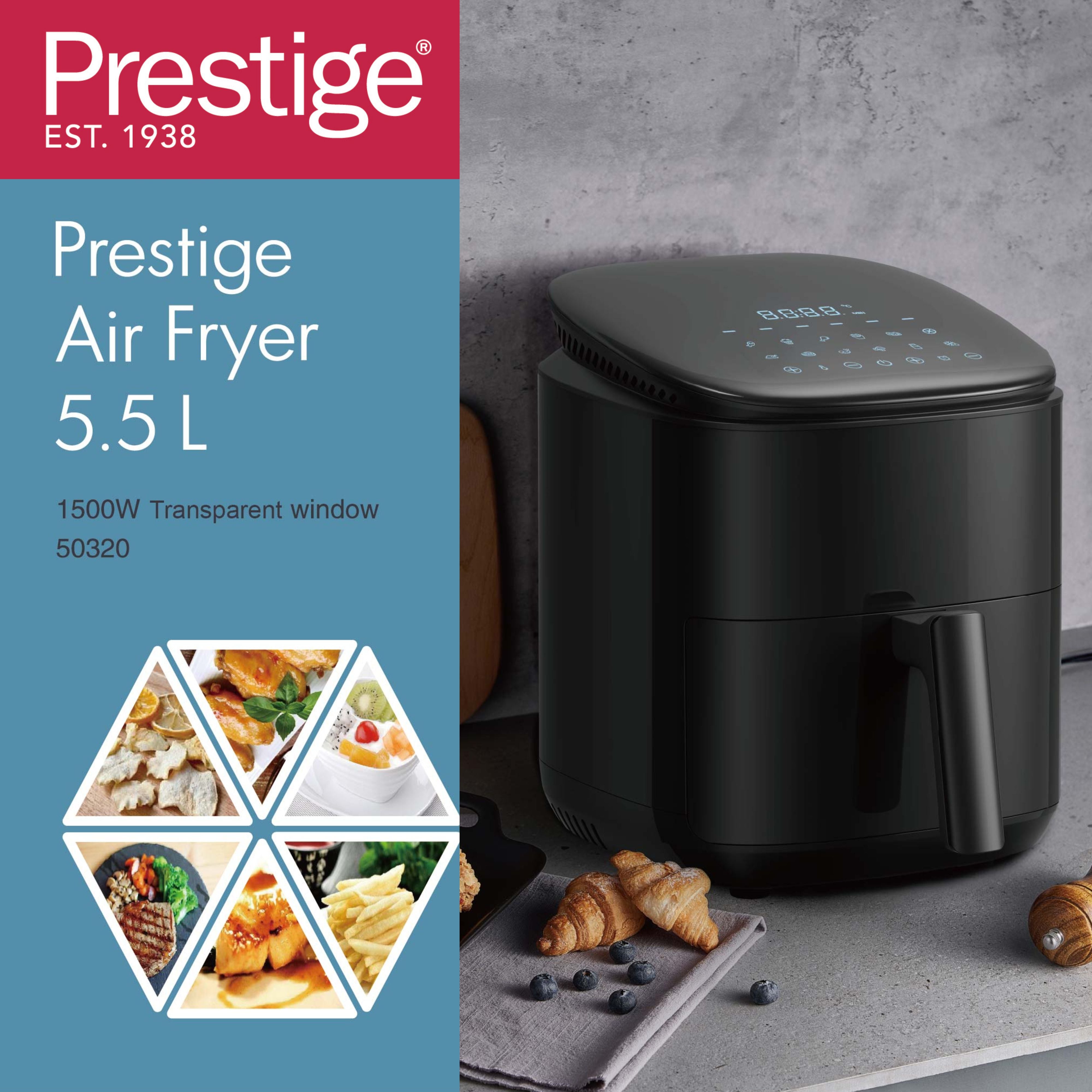 Prestige 3.5 Litre Digital Touchscreen Air Fryer (1500W) - Black | PR50319