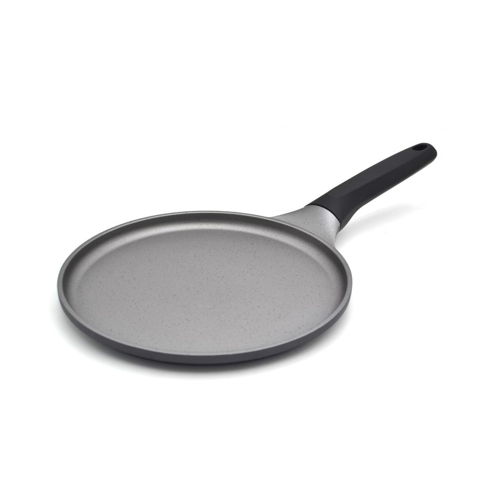 Prestige Essentials Flat Tawa 24cm | Non-Stick Granite Coating Dosa Pan | Induction Base Tawa Pan for Dosa/Roti/Chapati with Stick Handle | Black - PR81166