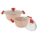Prestige Essentials 9pcs Pots and Pans Set | Nonstick Cookware Sets | Granite Pots Set | Kitchen Induction Pots and Pans Cooking Sets | Pan Sets for Cooking | Pink - PR80991