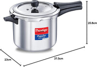 Prestige 5 Litre Stainless Steel Popular Svachh Outerlid Pressure Cooker | Deep lid for spillage control | Gas & Induction Compatible | Controlled Gasket Release System