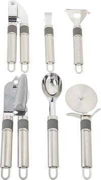Prestige Progrip Steel Kitchen Utensils Set with Stand | Nonstick Stainless Steel Cooking Utensils Set | Kitchen Accessories | PR55186