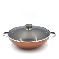 Prestige Ultra Non Stick Kadai with Glass Lid 24Cm and Complimentary Pan Holder | Induction Based Stock Pot | Non stick Stock Pot with Lid | PR22603