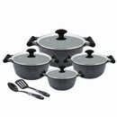 Prestige Essential 10 pcs Cookware Sets | Granite Coated Pots and Pans Set | Non-Stick Induction Compatible Cookware | Black - PR80997