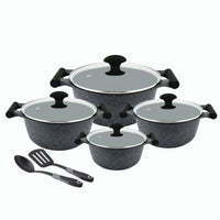 Prestige Essential 10 pcs Cookware Sets | Granite Coated Pots and Pans Set | Non-Stick Induction Compatible Cookware | Black - PR80997