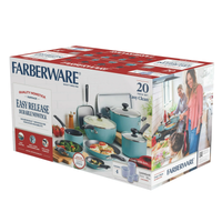 Farberware Cookstart Pots and Pans Set 20-Piece | Nonstick Cookware Set - Aqua