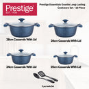 Prestige Essential 10 pcs Cookware Sets | Granite Coated Pots and Pans Set | Non-Stick Induction Compatible Cookware | Dark Blue - PR80999