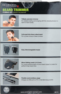 Remington Beard Trimmer Stubble Kit | Cordless Rechargeable Trimmer with Adjustable Length Settings – MB4110
