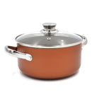 Prestige Ultra Non Stick Casserole with Glass Lid 24cm/5.2L and Complimentary Pan Holder | Induction Based Stock Pot | Non stick Stock Pot with Lid | PR22601