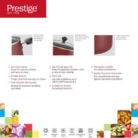 Prestige Classique 11 Piece Nonstick Cookware Set With Glass Lid | Aluminium Cooking Pots and Pans Set | Red - PR21915