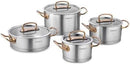 Korkmaz Proline 8 Piece Pot Cookware Set | Stainless Steel Induction Compatible Tri-Ply Bottom Pots Set | Rose Gold - KA1149