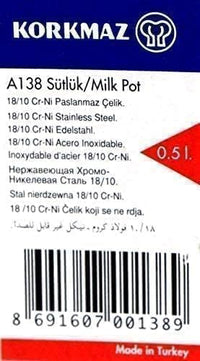 Korkmaz Classic Milk Pan 0.5L | Stainless Steel Milk Pot | Silver - KA138