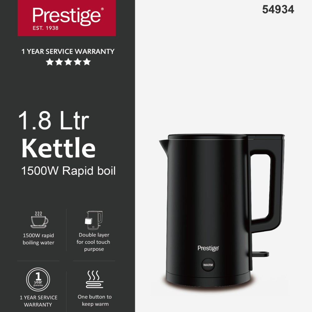 Prestige 1.8 Litre Fast-Boiling Stainless Steel Electric Kettle (1500W) | PR54934
