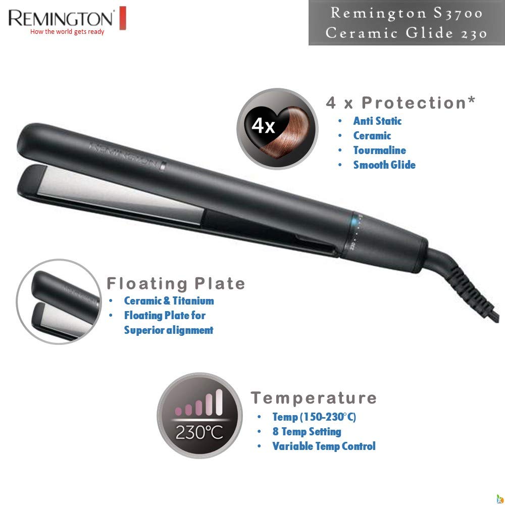 Remington Ceramic Crimp 220 Hair Straightener | Professional 220°C Heat with Anti-Static Coating for Defined Texture & Volume – S3580