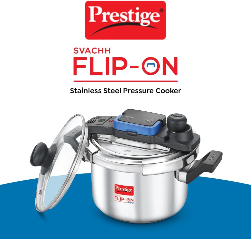 Prestige Svachh FLIP-ON SS Pressure Cooker 22 cm-5 L with Glass Lid | MPF20157