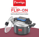 Prestige Svachh Flip-on Hard Anodised Spillage Control Outer Lid Pressure Cooker with Glass Lid, 5 Litre (Black) | MPF20161
