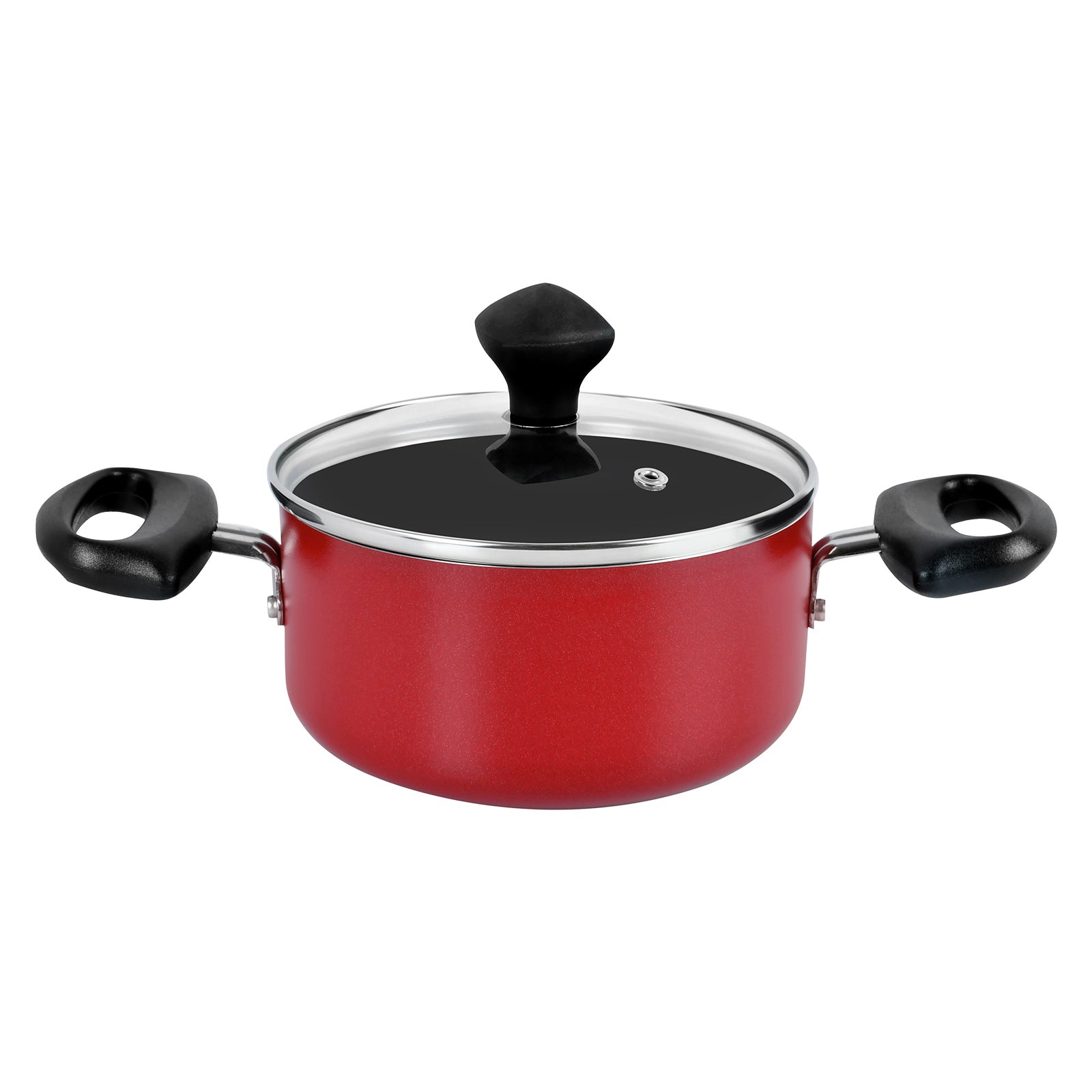 Prestige Value Pack Non-Stick Cookware sets 10Pcs | Non Stick Aluminium Pots and Pans Cooking Set | Soup Pots Set | Frying Pan Set | PR21700 - Red