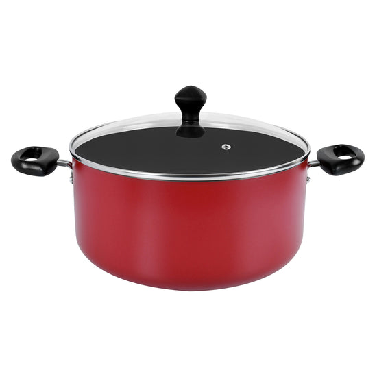 Prestige Value Pack Non-Stick Cookware sets 10Pcs | Non Stick Aluminium Pots and Pans Cooking Set | Soup Pots Set | Frying Pan Set | PR21700 - Red