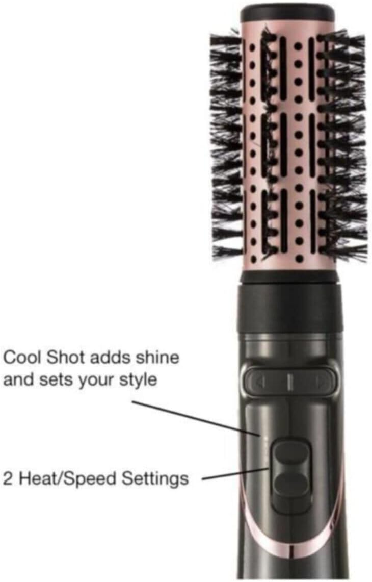 Remington Pro Rotating Hot Air Styler | 800W Rotating Brush with 2 Attachments for Smooth Volume & Shine – AS8606