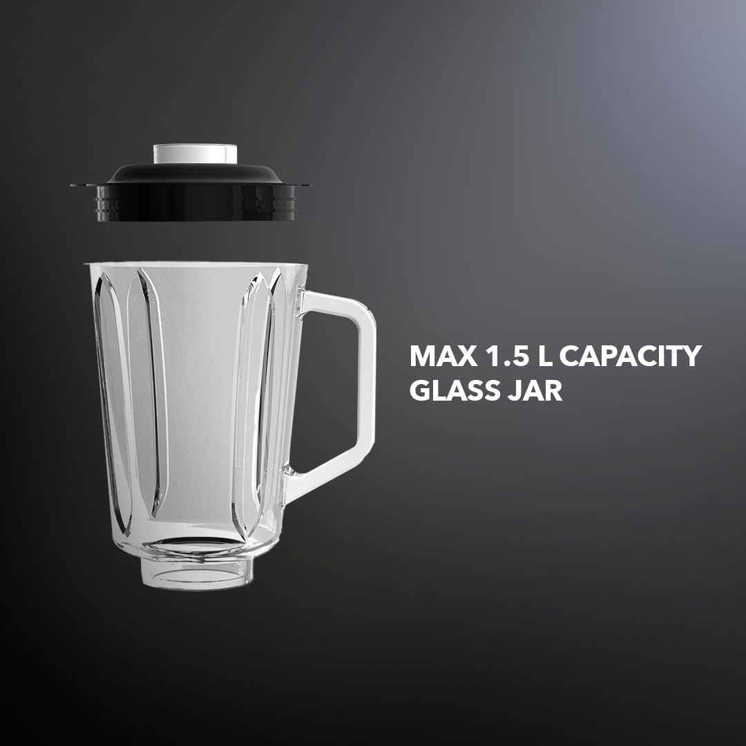 CARRERA 3-in-1 Powerful Blender 600W with 1.5L Blending Jar, Staineless Steel Blades & Copper Motor, Knob Control & LED Dislay, Perfect for Mixing, Grinding and Blending, Grey- CRR567, 2 Year Warranty