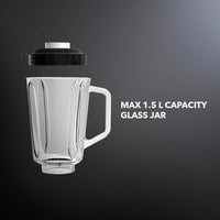 CARRERA 3-in-1 Powerful Blender 600W with 1.5L Blending Jar, Staineless Steel Blades & Copper Motor, Knob Control & LED Dislay, Perfect for Mixing, Grinding and Blending, Grey- CRR567, 2 Year Warranty