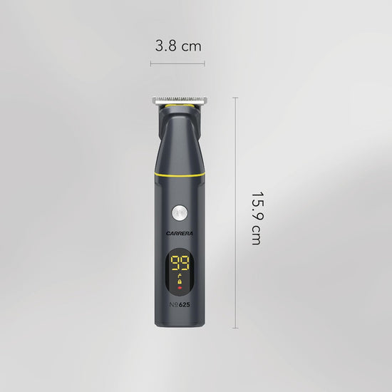 CARRERA CRR625 All-in-1 Trimmer for Men | Cordless Beard, Hair & Body Grooming Kit, Stainless Steel Blades, IPX6 Waterproof, USB Rechargeable, LED Display, 5-Min Boost, Multi Attachments, Gift for Men