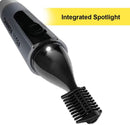 CARRERA 524 Hair Trimmer for Men & Women Integrated Spotlight for Precision Trimming Portable & Cordless Ideal for Small Facial Hair, Nose, Ears, Eyebrows, Sideburns etc Cutting length 0.4 mm, Silver