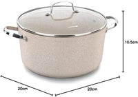Korkmaz Granita Forged Aluminium Casserole 20x10.5cm / 3.0L | Granite Coating Induction Base Cooking Pot | Aluminum Soup Pot With Glass Lid - KA1260
