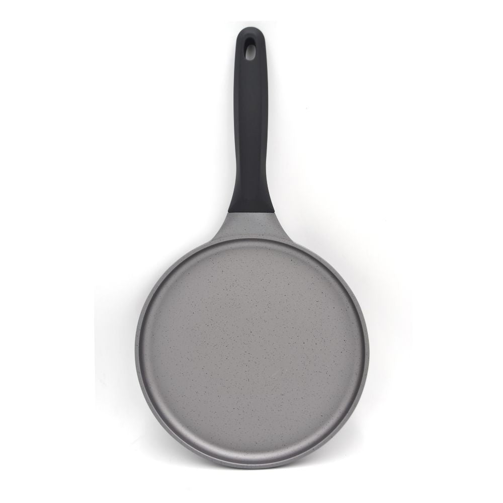 Prestige Essentials Flat Tawa 24cm | Non-Stick Granite Coating Dosa Pan | Induction Base Tawa Pan for Dosa/Roti/Chapati with Stick Handle | Black - PR81166