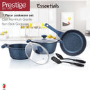 Prestige Essentials Granite 7 Piece Non-Stick Cast Aluminium Cookware Sets | Induction Compatible Pots and Pans Set | Dark Blue - PR80959