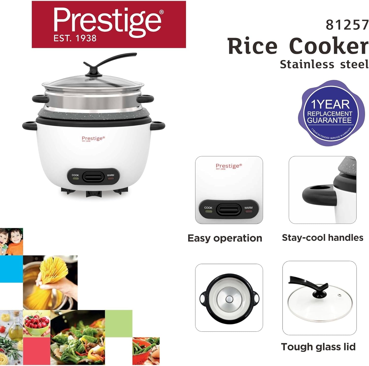 Prestige 1.0 Litre Compact Automatic Rice Cooker &amp; Steamer | PR81527