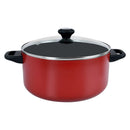 Prestige Value Pack Non-Stick Cookware sets 7Pcs | Non Stick Aluminium Pots and Pans Cooking Set | Soup Pots Set | Frying Pan Set | PR21568 - Red
