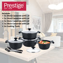 Prestige Essential 10 pcs Cookware Sets | Granite Coated Pots and Pans Set | Non-Stick Induction Compatible Cookware | Black - PR80997