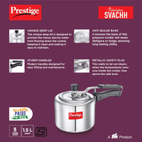 Prestige Naksh Svachh Polished Aluminium Cooker 1.5 Litre | MPN10738