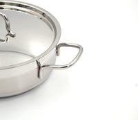 Korkmaz Alfa Casserole with Lid 24x8cm / 3.5L | Stainless Steel Induction Compatible Tri-Ply Bottom Pot | Silver - KA1022