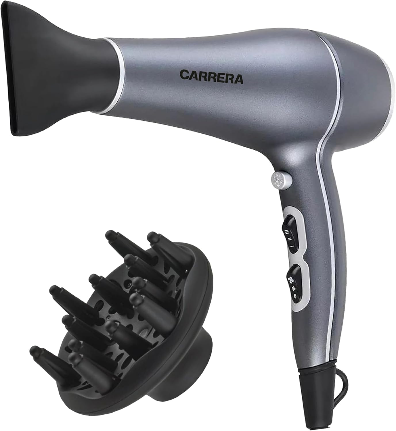 CARRERA AC Hair Dryer CRR 539 – 2200W Professional Hair Dryer with AC Motor, Ceramic Coating, Ionic Function, Cool Shot, and Styling Accessories