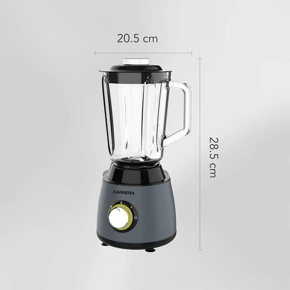 CARRERA 3-in-1 Powerful Blender 600W with 1.5L Blending Jar, Staineless Steel Blades & Copper Motor, Knob Control & LED Dislay, Perfect for Mixing, Grinding and Blending, Grey- CRR567, 2 Year Warranty