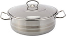 Korkmaz Mega Stainless Steel Low Casserole with Lid 28x11 cm / 6.5 L  | Silver - KA1941