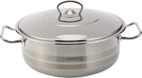 Korkmaz Mega Stainless Steel Low Casserole with Lid 28x11 cm / 6.5 L  | Silver - KA1941