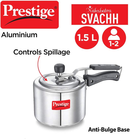 Prestige Naksh Svachh Polished Aluminium Cooker 1.5 Litre | MPN10738