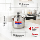 Prestige 3L Essential Svachh Pressure Cooker with Spillage Control Lid | Triply Induction Bottom | MPN20537