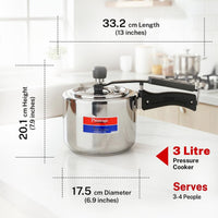 Prestige 3L Essential Svachh Pressure Cooker with Spillage Control Lid | Triply Induction Bottom | MPN20537