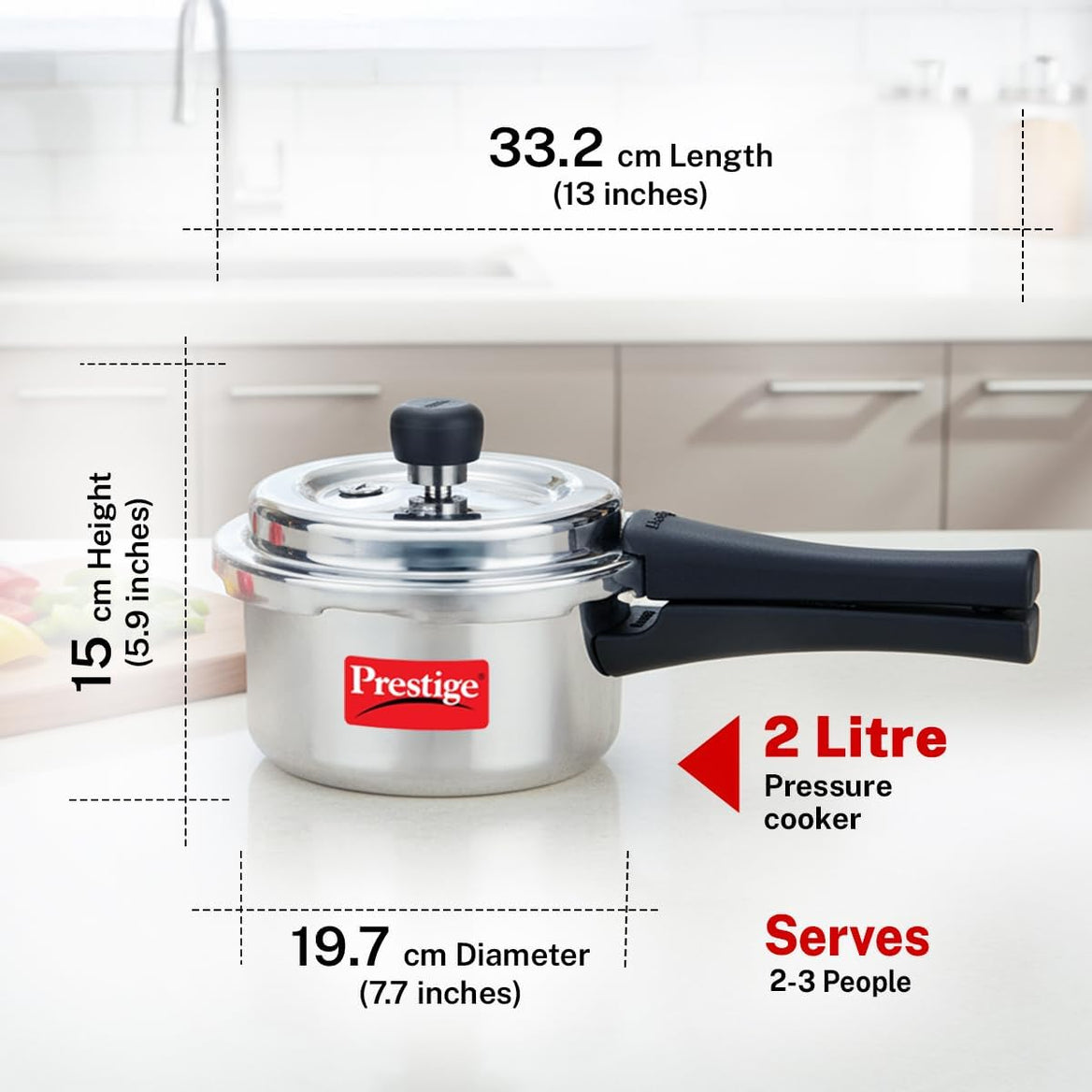Prestige Popular Plus Svachh 2L Aluminium Pressure Cooker with spillage control lid (MPP10170) | Induction Base