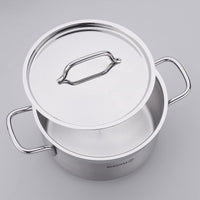 Korkmaz Alfa Extra Deep Casserole with Lid 26X16cm / 8.5L | Stainless Steel Induction Compatible Stock Tri-Ply Bottom Pot | Silver - KA1026