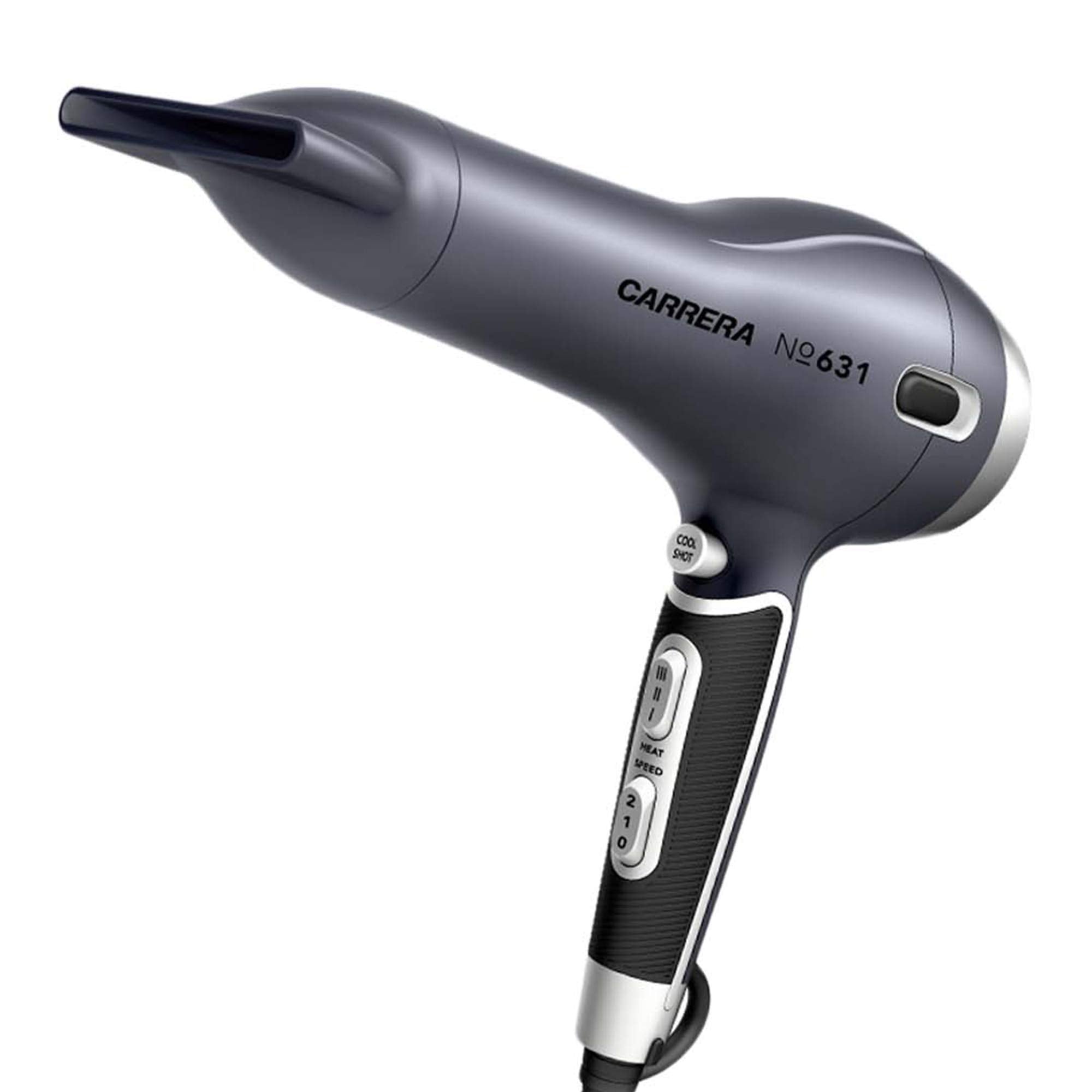CARRERA 532 Professional Hair Dryers for Men & Women | Hairdryers - Styling Nozzle-Diffuser, Blow Dry, Hot-Cold Air, DC 1600 Watts-Grey