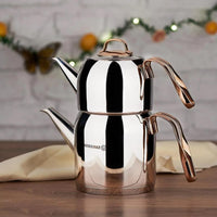 Korkmaz Rosanna Stainless Steel Teapot Set | Induction Compatible Teapot Set - KA192