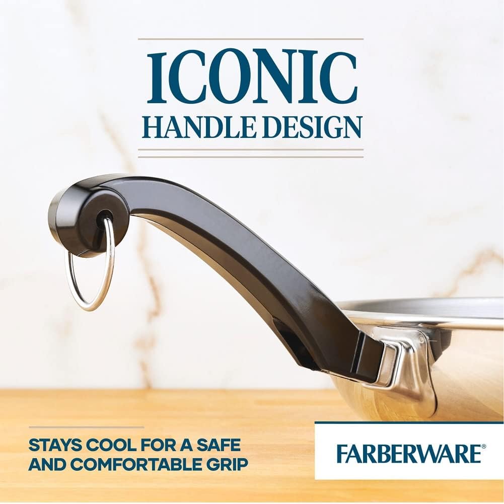 Farberware Classic Stainless Steel Cookware Pots and Pans Se | 15-Piece Cooking Set - FB50049 Silver
