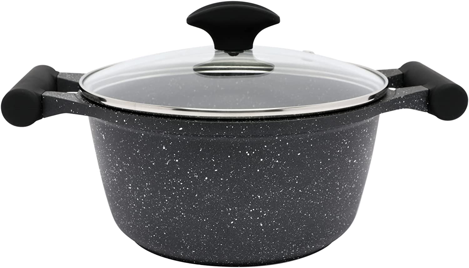 Prestige Essentials Pots and Pans Set | Granite 6 Piece Non-Stick Cast Aluminium Cookware set | Induction Base | Non Stick Cooking Set | Black PR80970