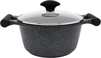 Prestige Essentials Pots and Pans Set | Granite 6 Piece Non-Stick Cast Aluminium Cookware set | Induction Base | Non Stick Cooking Set | Black PR80970