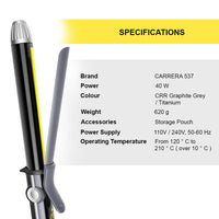 Carrera 537 Professional Curling Machine Hair Rod | Curling Iron Tong for Women | Ceramic Wand - Flexi Rod, LED & Long Plates